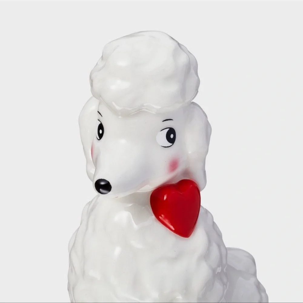 White Valentine Ceramic Poodle Figurine
